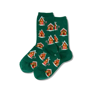 "Gingerbread Houses" Crew Socks by Hot Sox - Medium