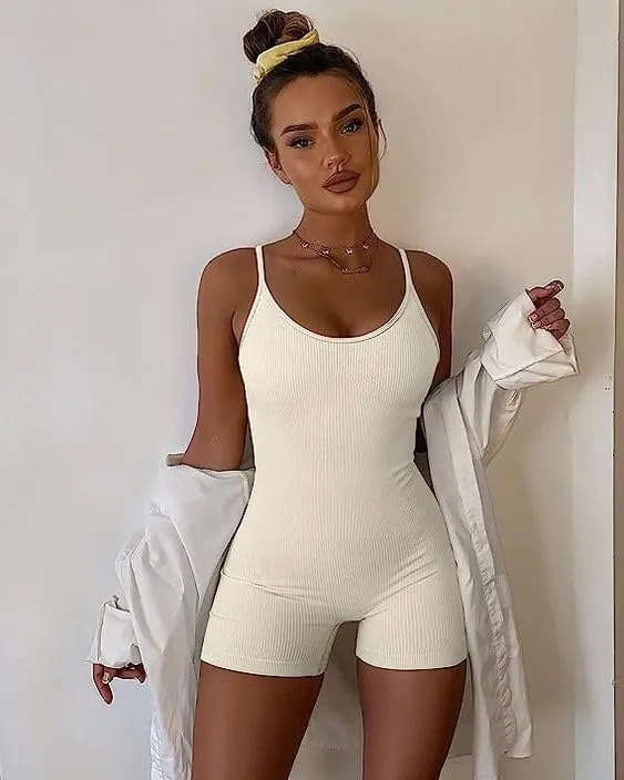 Ribbed Shapewear Tummy Control Romper