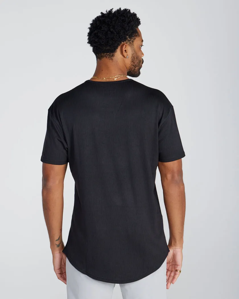 Ribbed Short Sleeve Drop-Cut