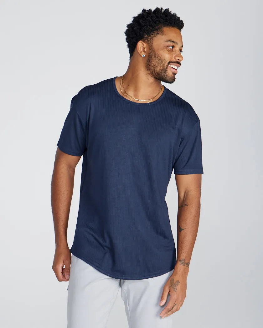 Ribbed Short Sleeve Drop-Cut