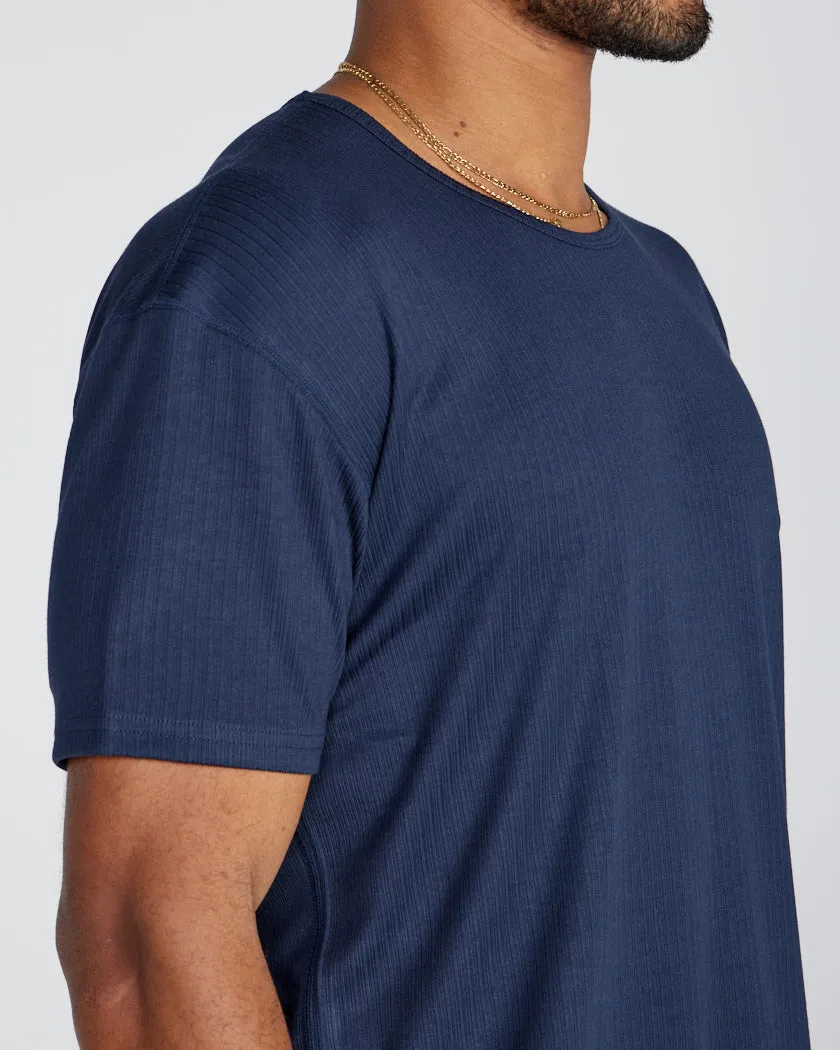 Ribbed Short Sleeve Drop-Cut