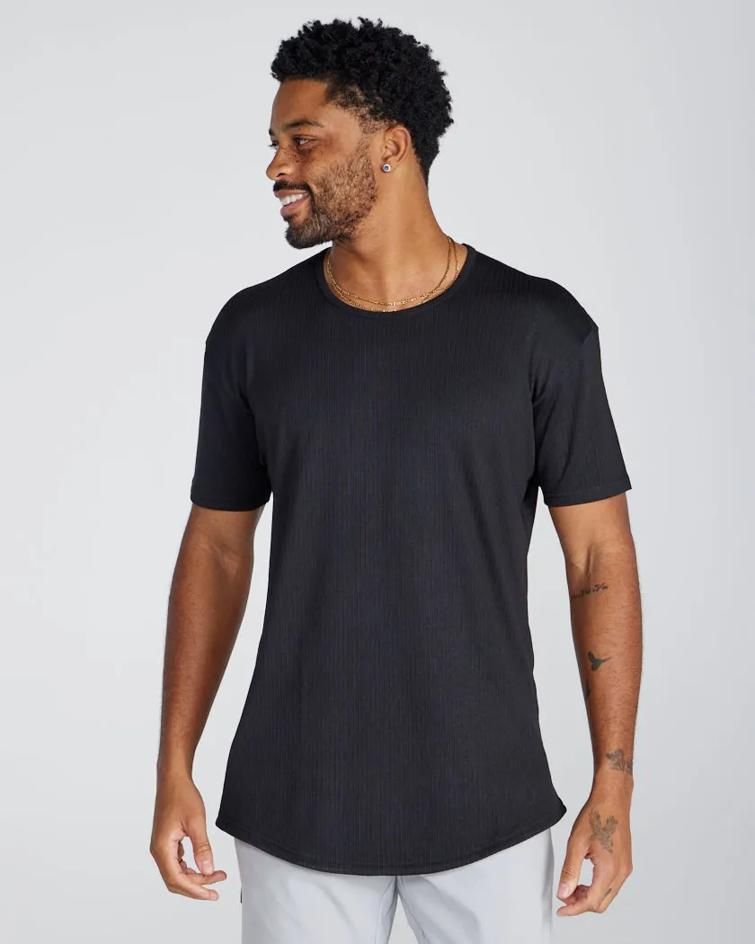 Ribbed Short Sleeve Drop-Cut