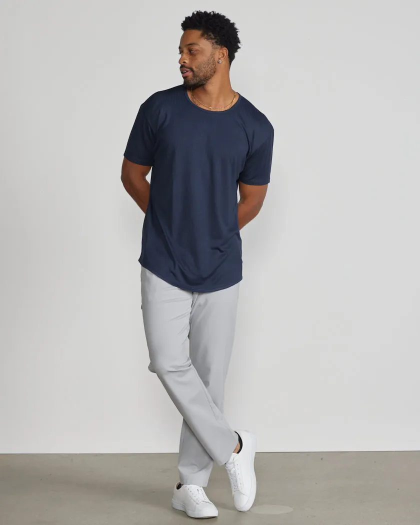 Ribbed Short Sleeve Drop-Cut