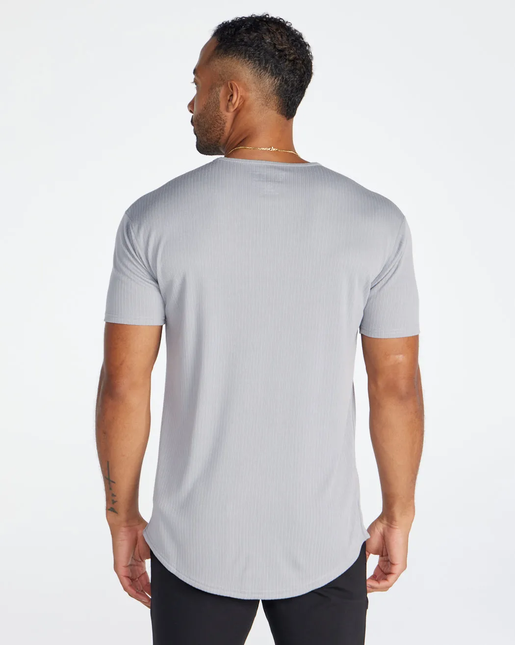 Ribbed Short Sleeve Drop-Cut