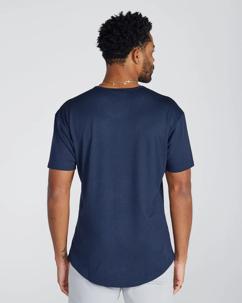 Ribbed Short Sleeve Drop-Cut