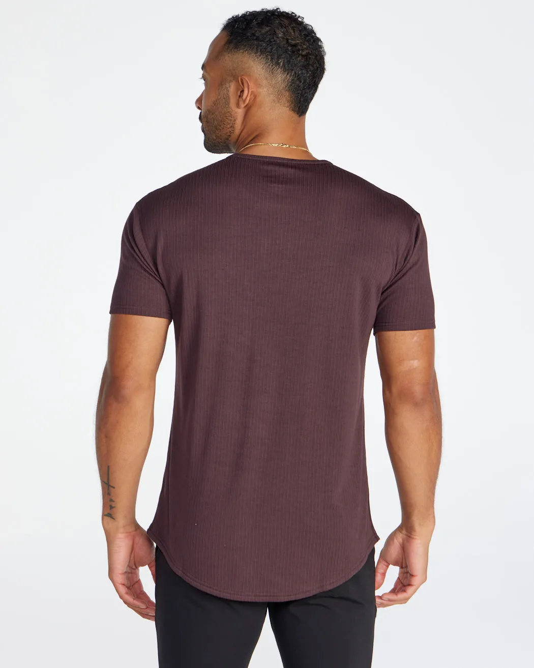 Ribbed Short Sleeve Drop-Cut