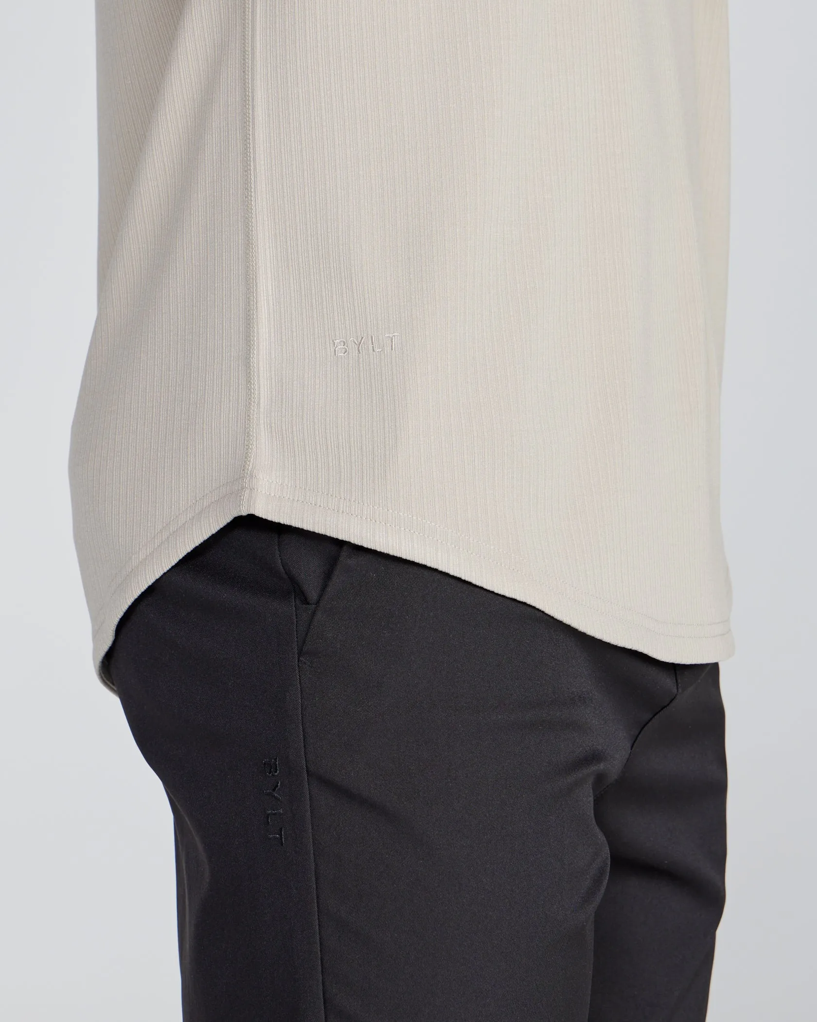 Ribbed Short Sleeve Drop-Cut