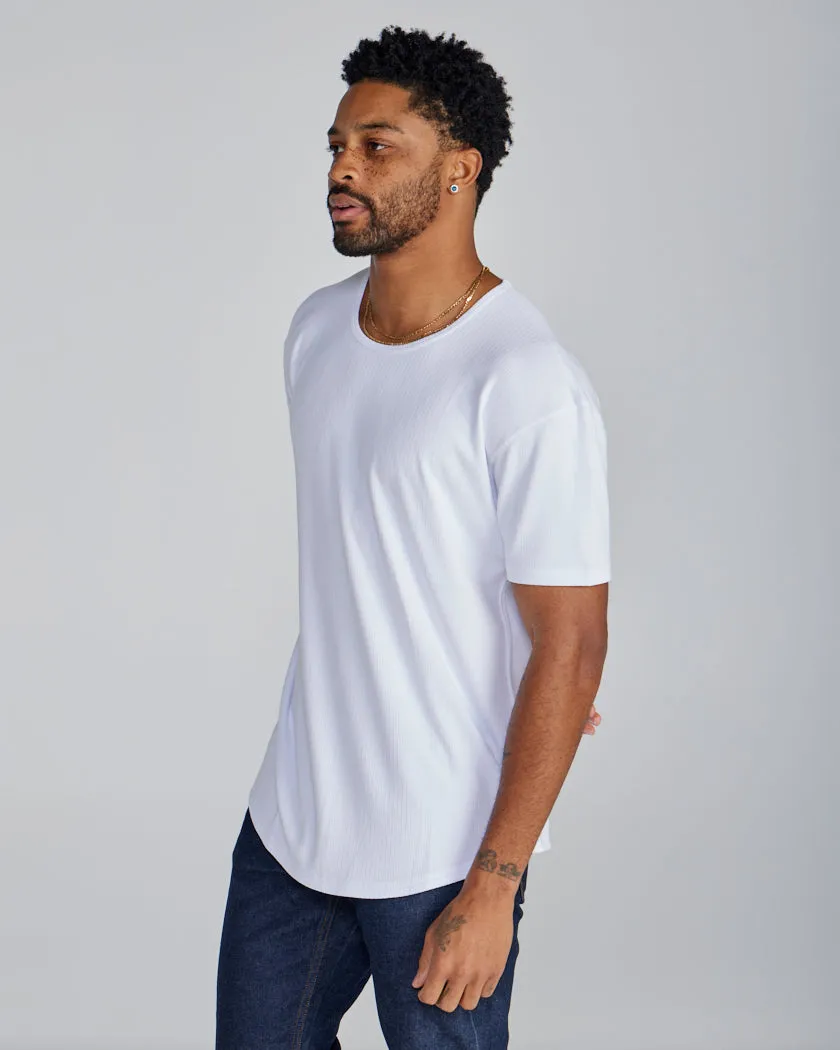 Ribbed Short Sleeve Drop-Cut