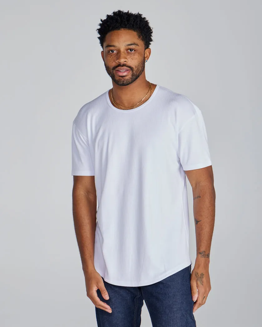 Ribbed Short Sleeve Drop-Cut