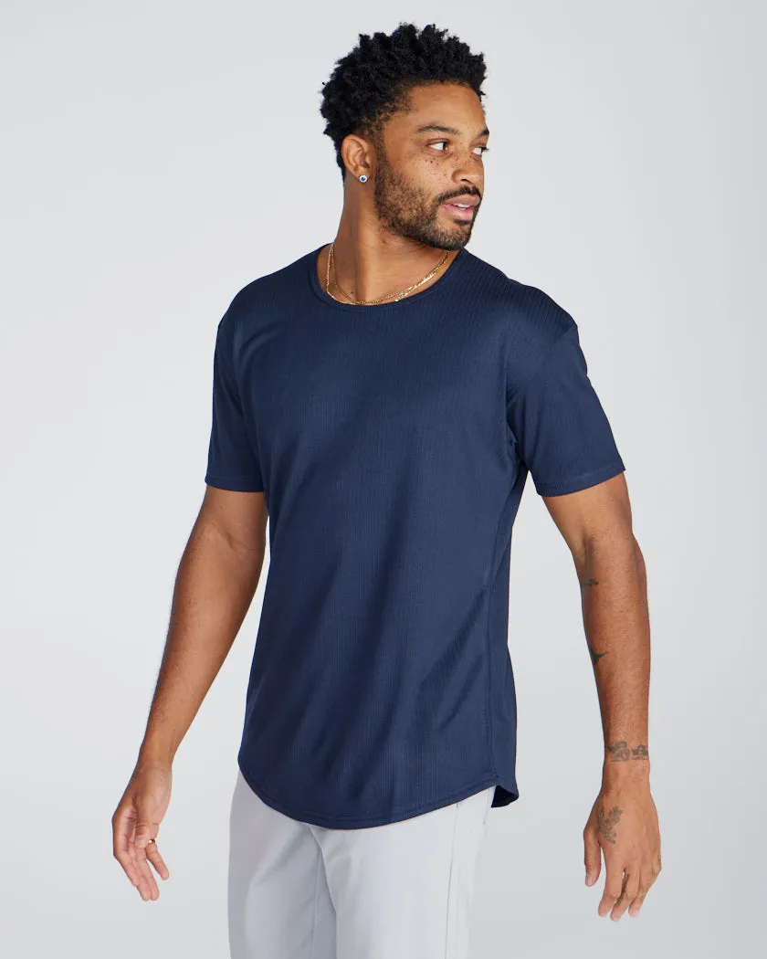 Ribbed Short Sleeve Drop-Cut