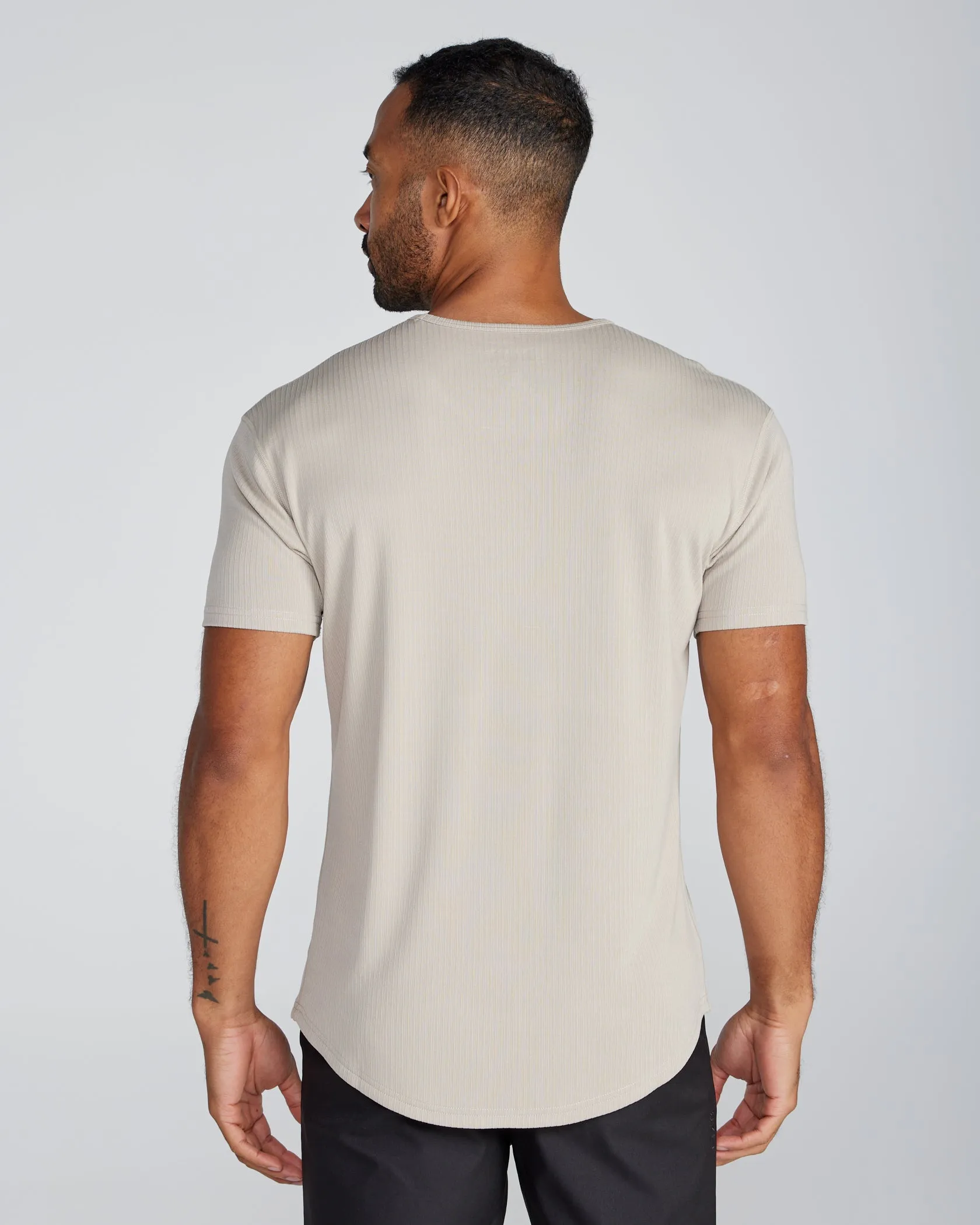 Ribbed Short Sleeve Drop-Cut