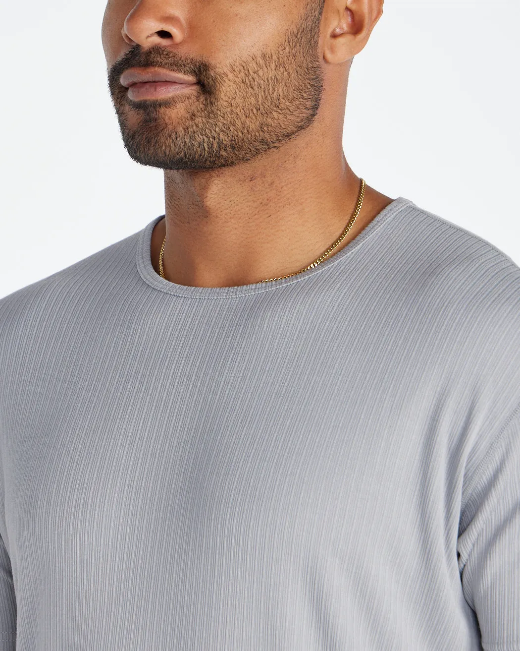 Ribbed Short Sleeve Drop-Cut