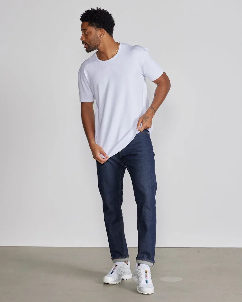 Ribbed Short Sleeve Drop-Cut