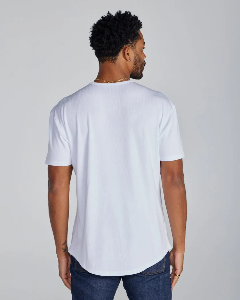 Ribbed Short Sleeve Drop-Cut