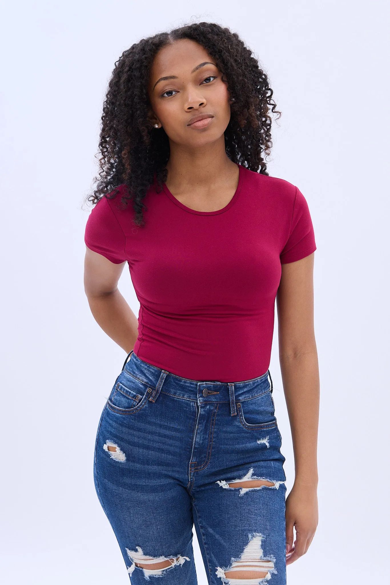 Short Sleeve Crew Neck Bodysuit