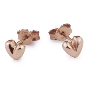 Sweetheart Solid Rose Gold Stud Earrings