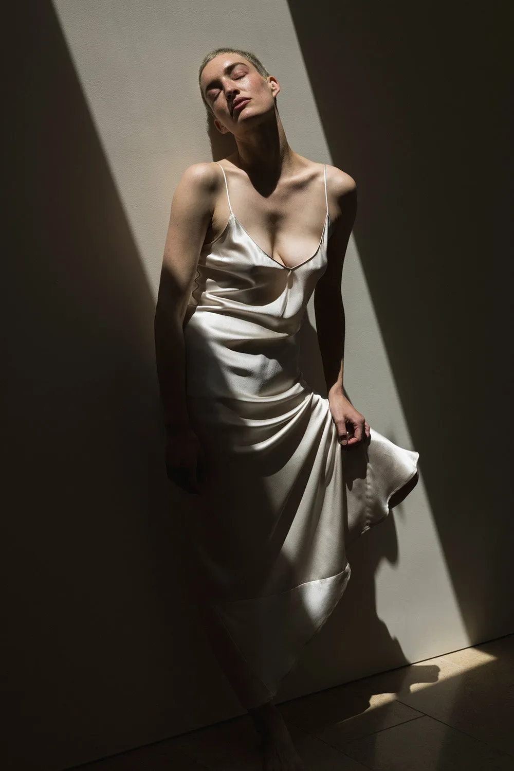 Tallulah Silk Charmeuse Gown in Alabaster