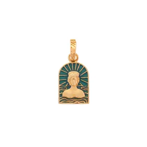 Tanit Teal Enamel Charm, Gold Vermeil