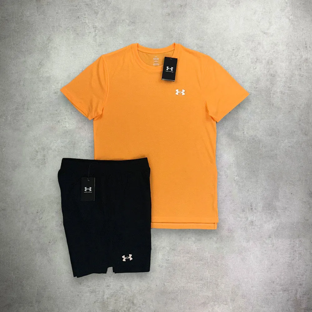 Under Armour Streaker T-shirt/ Shorts Set Orange/ Black