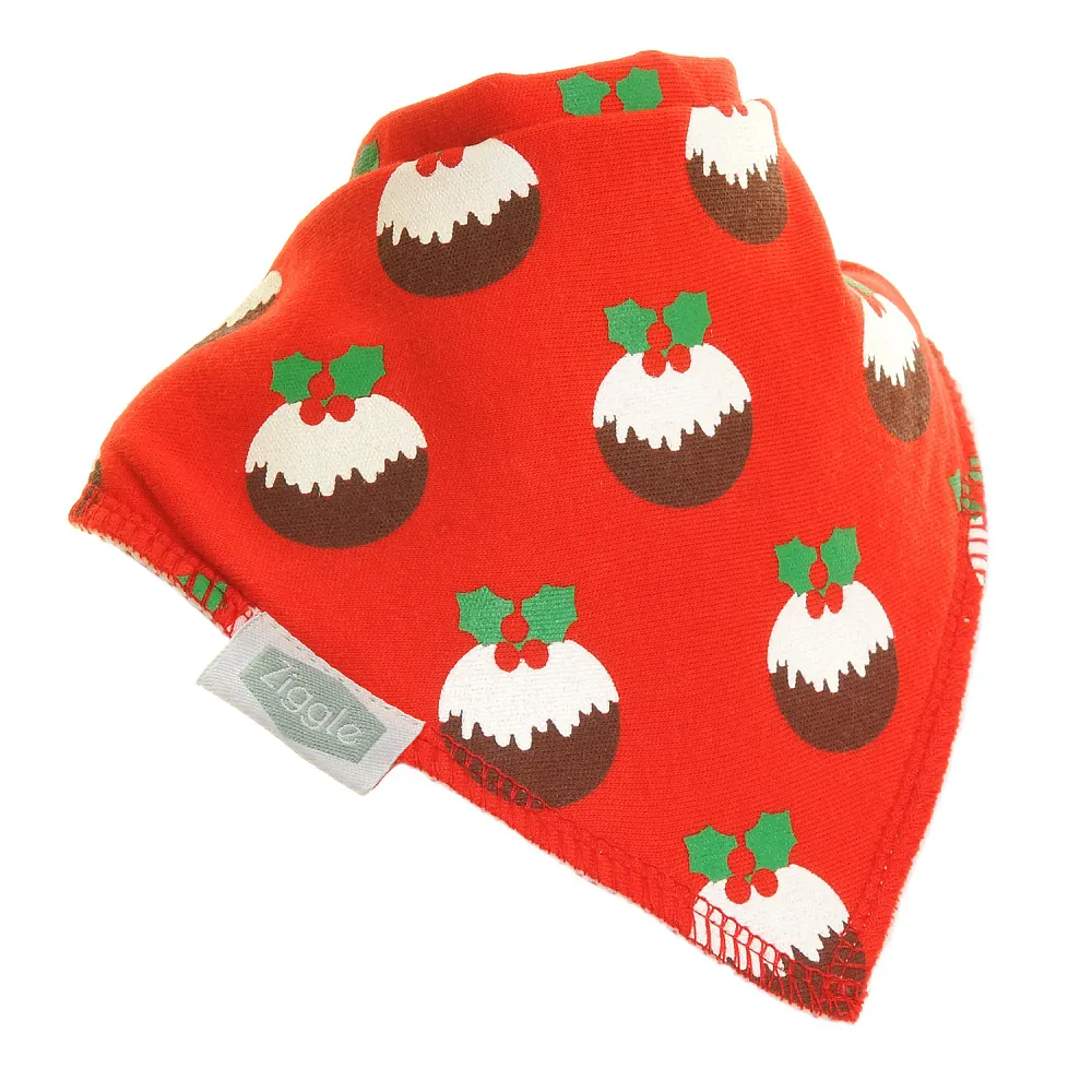 Ziggle - Red Christmas Pudding Print Bib